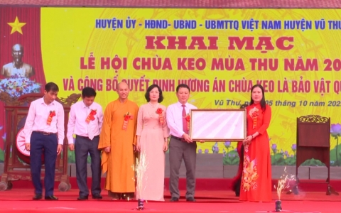 Lễ đón Bằng công nhận Hương án chùa Keo là bảo vật Quốc gia