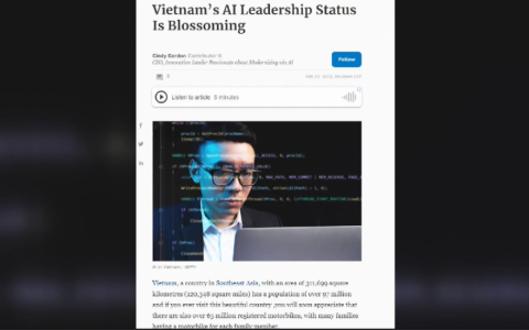 Việt Nam thăng hạng trong lĩnh vực trí tuệ nhân tạo 