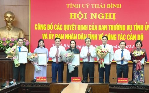 Công bố quyết định của Ban Thường vụ Tỉnh ủy và UBND tỉnh Thái Bình về công tác cán bộ