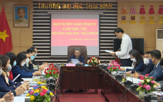 Ban Tuyên giáo Tỉnh uỷ làm việc với trường Đại học Thái Bình